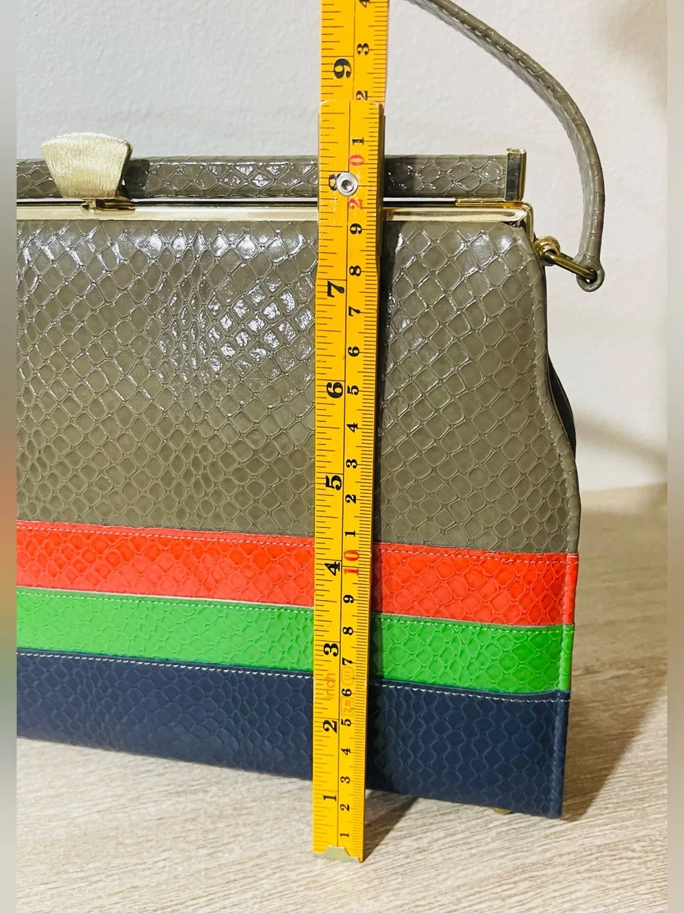 Vintage 1960s Naturalizer Multi Reptile Print Clasp Handbag Bag  NWOT
